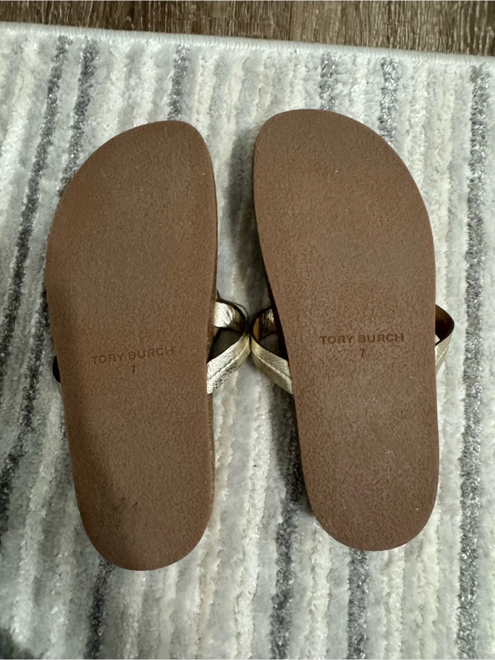 Tory Burch Gold Logo Flip Flops Sandals